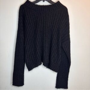 Free People Women's Black Pullover Alpaca Blend Knit Blouse Sweater Size S